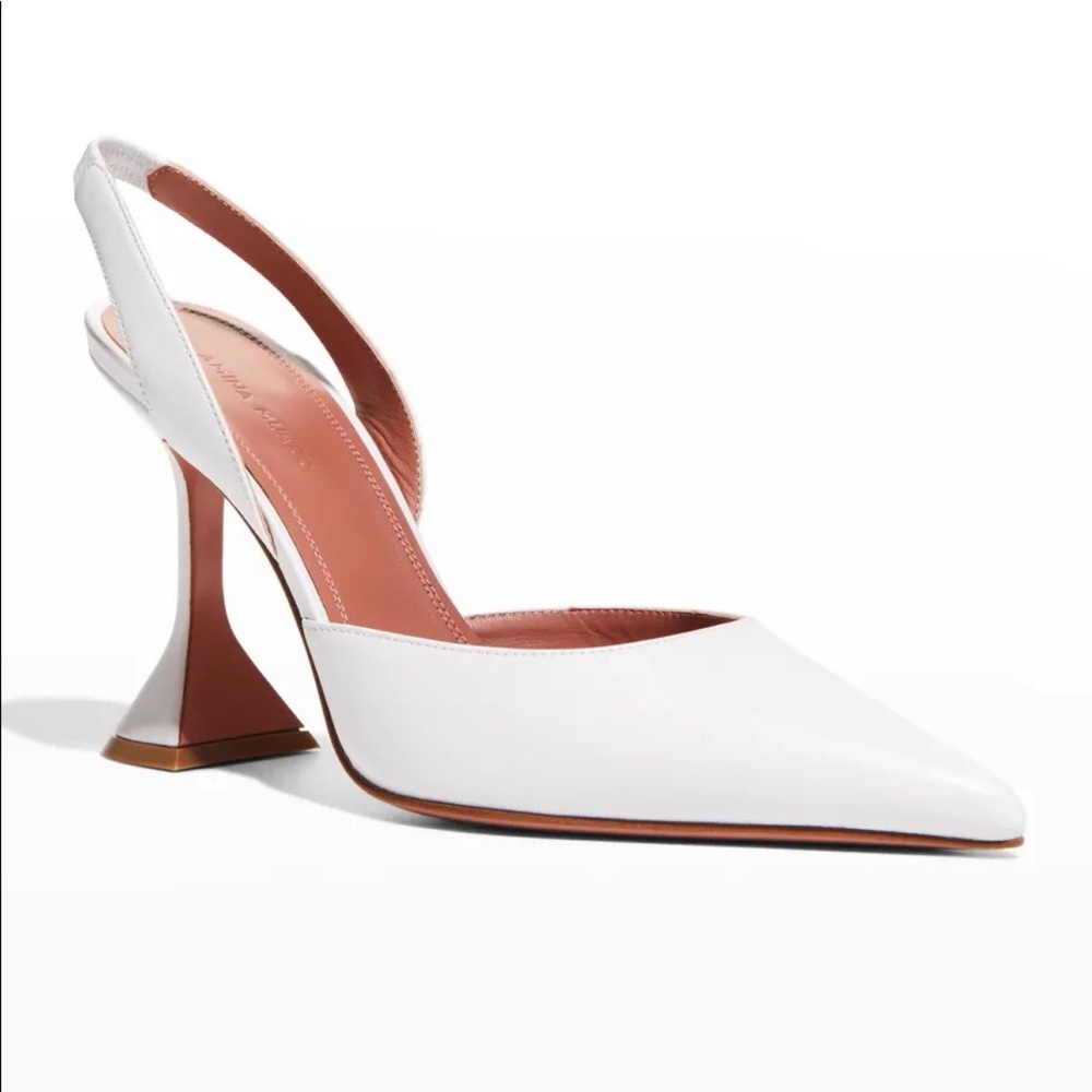 Amina Muaddi Holli 95mm Hologram Pedestal Pumps Color: White Size: 7.5B / 37.5EU